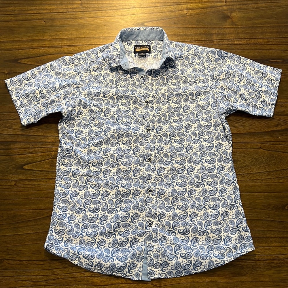 Mens Cremieux button down short sleeve shirt medium